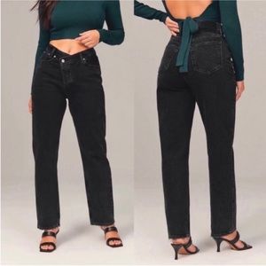 Abercrombie & Fitch The Dad High Rise Criss Cross Waist Black Size 28S